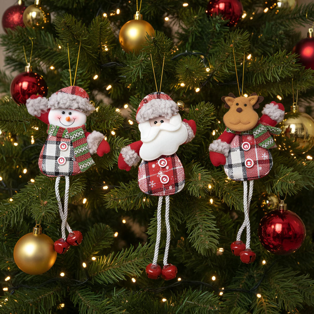 Set of 3 Christmas Ornaments – Santa, Reindeer & Snowman