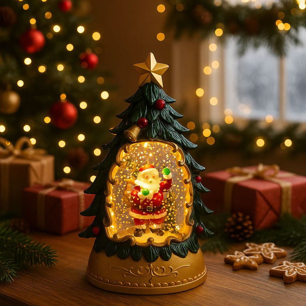 LED Christmas Snow Tree Light with Glitter Effect
