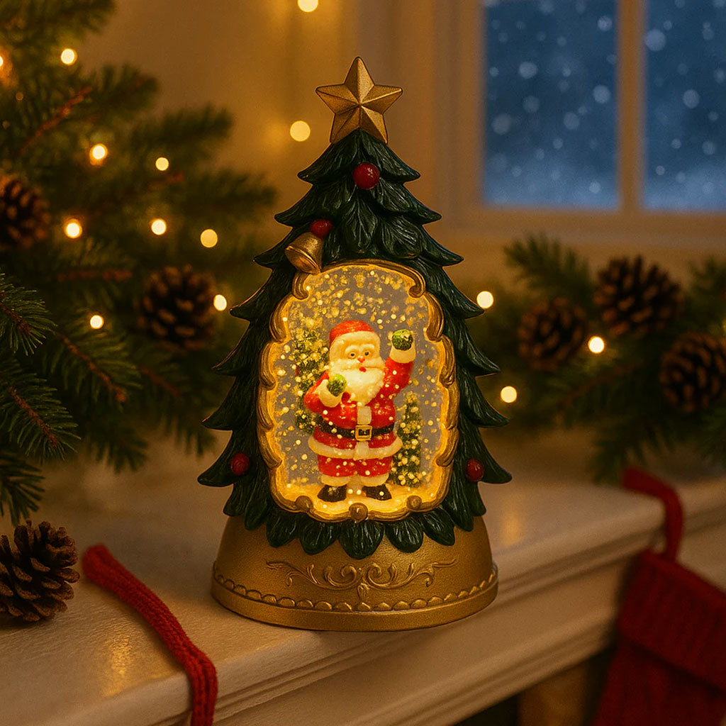 LED Christmas Snow Tree Light with Glitter Effect