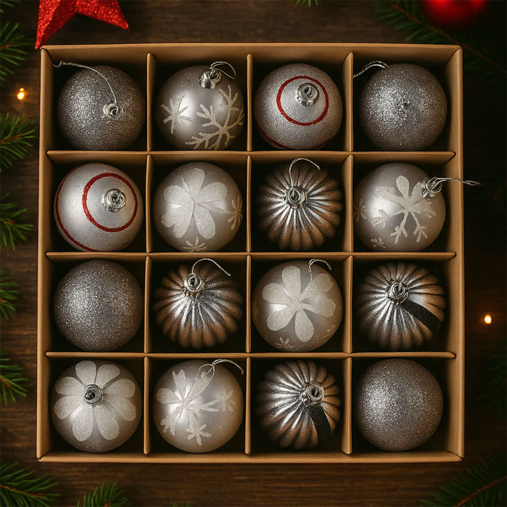 Christmas Tree Bauble Ornament Set – Pack of 16