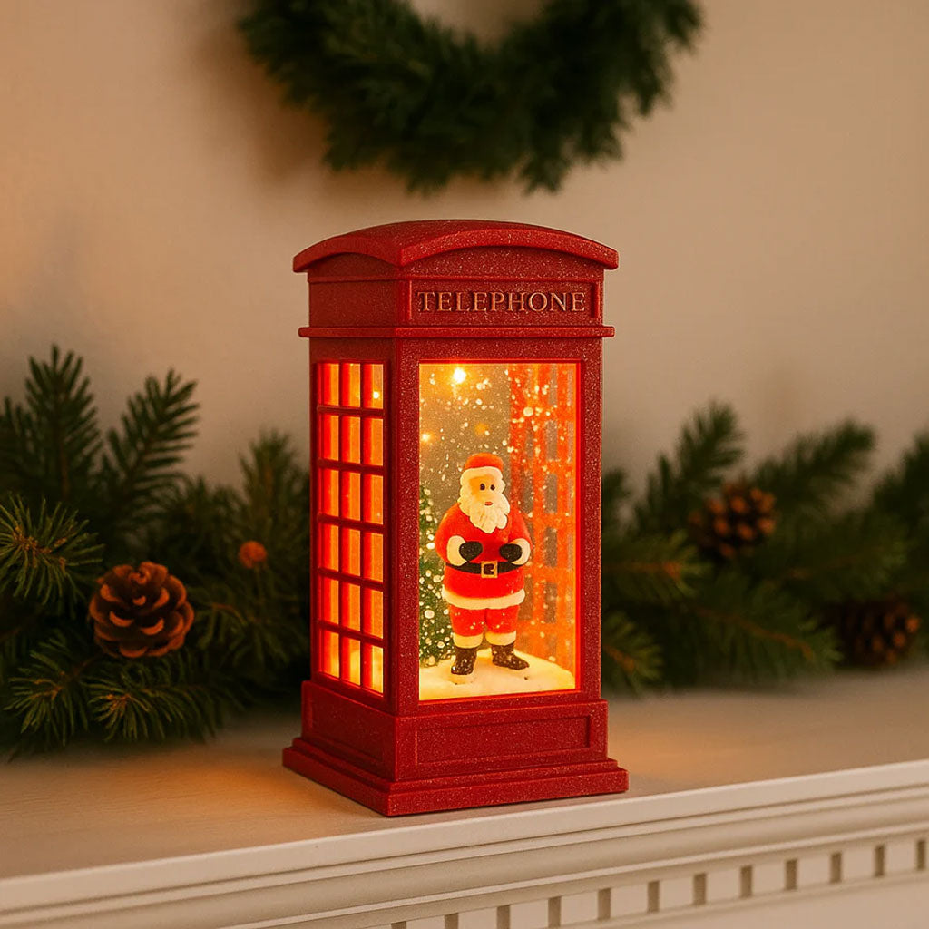 Red Santa Telephone Booth Christmas Night Lamp