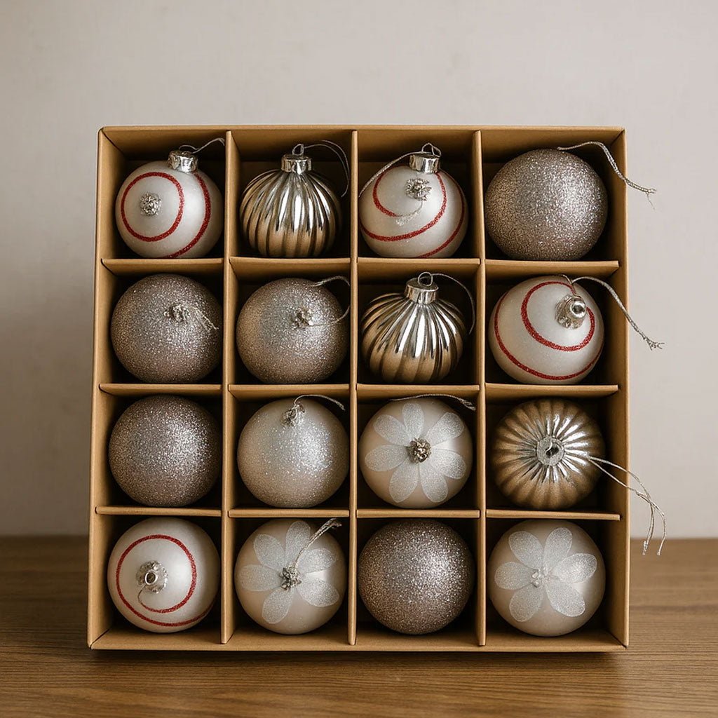 Christmas Tree Bauble Ornament Set – Pack of 16