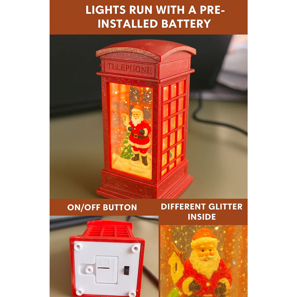 Red Santa Telephone Booth Christmas Night Lamp