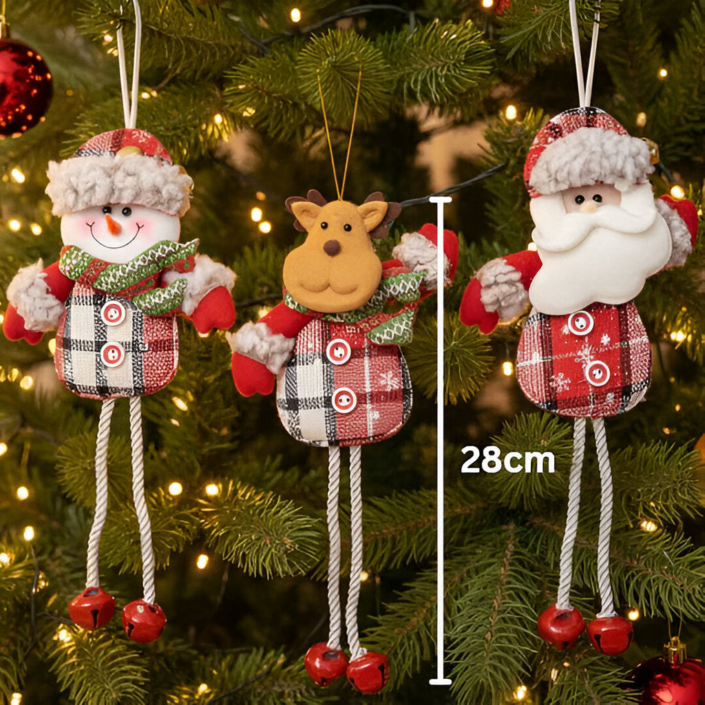 Set of 3 Christmas Ornaments – Santa, Reindeer & Snowman