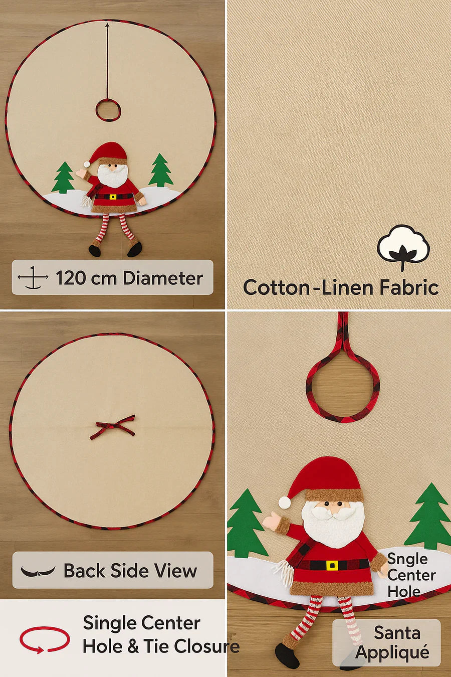 Christmas Tree Skirt with Santa Design
