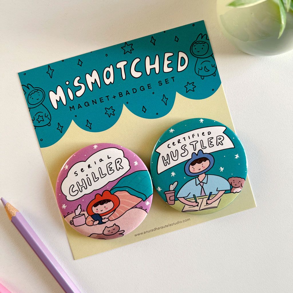 Couple Magnet + Badge Set